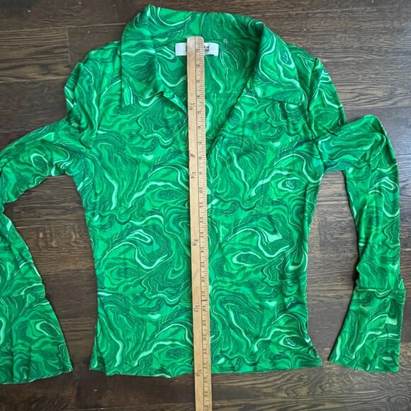 Diane Von Furstenberg Mackenzie Mesh Top-Marble Billiard Green-Medium - Picture 10 of 11